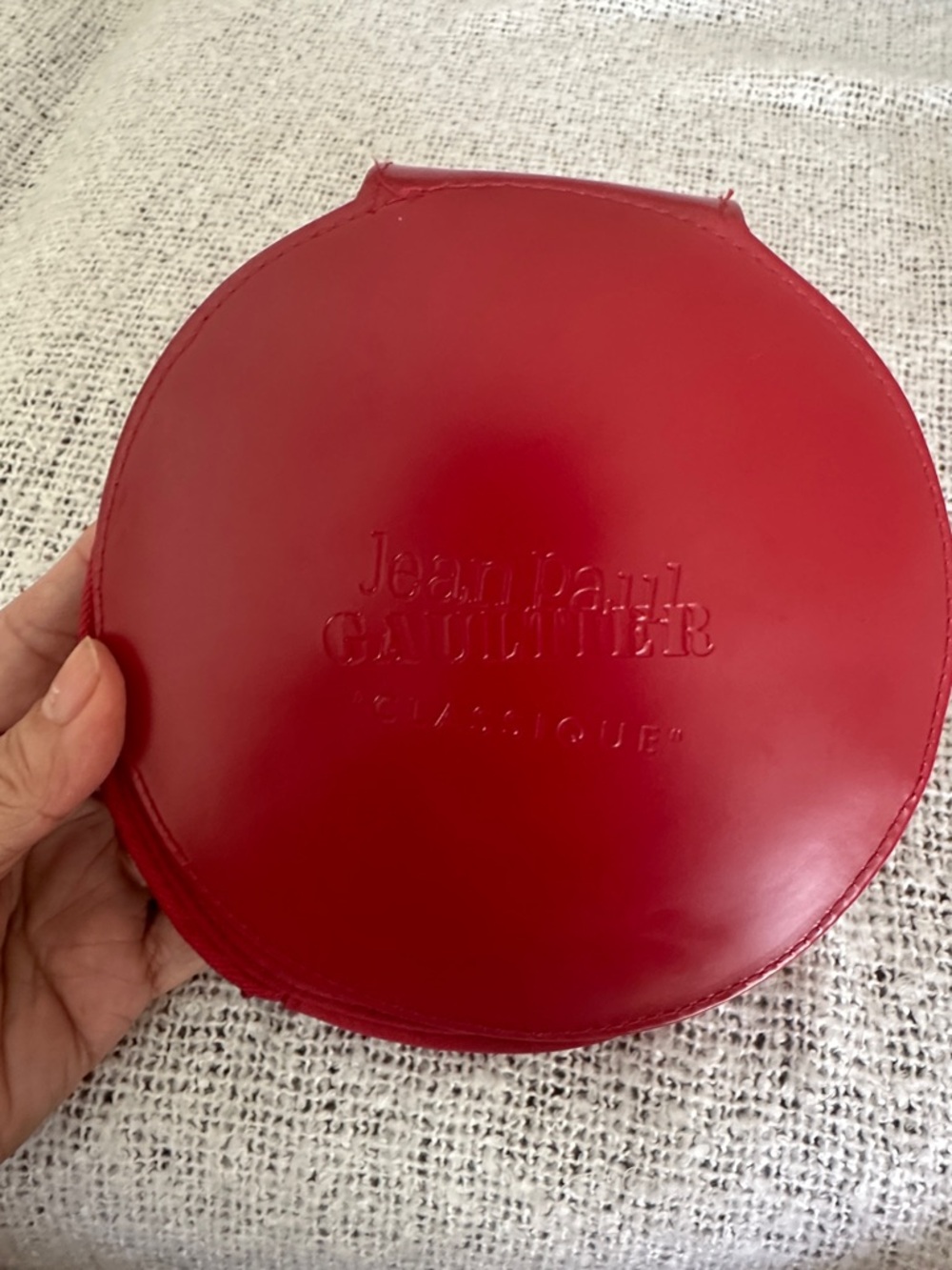 Jean Paul Gaultier Red Interior Logo cosmetic and jewelry bag